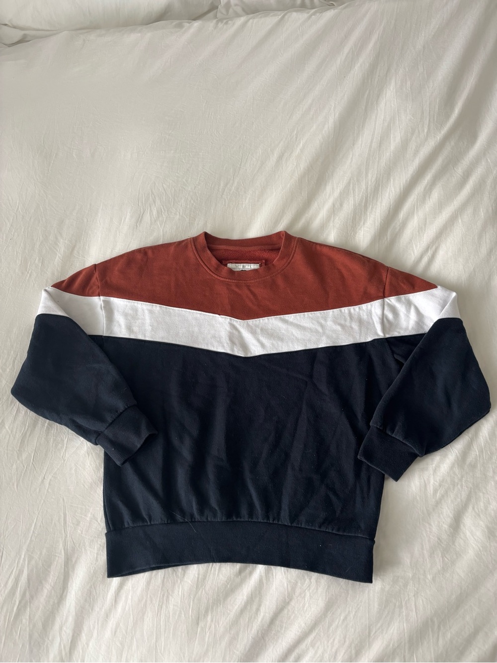 Reflex Colorblock Crewneck Sweatshirt Rust White Navy Size M